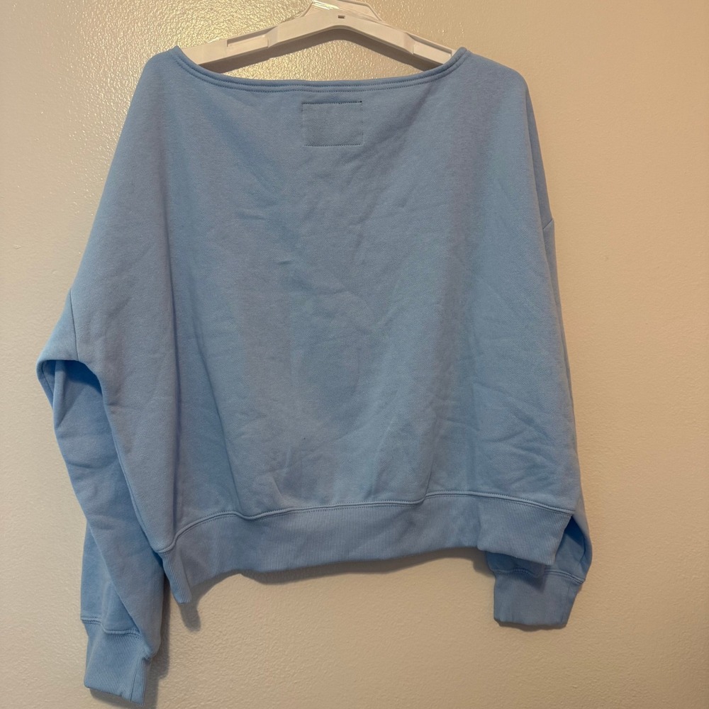 Peanuts Snoopy Light Blue Graphic Sweatshirt Glitter Bow Pink XL NWT - Picture 2 of 3
